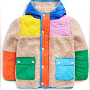 NEW Mini Boden Quilted Borg Fleece Hooded Jacket